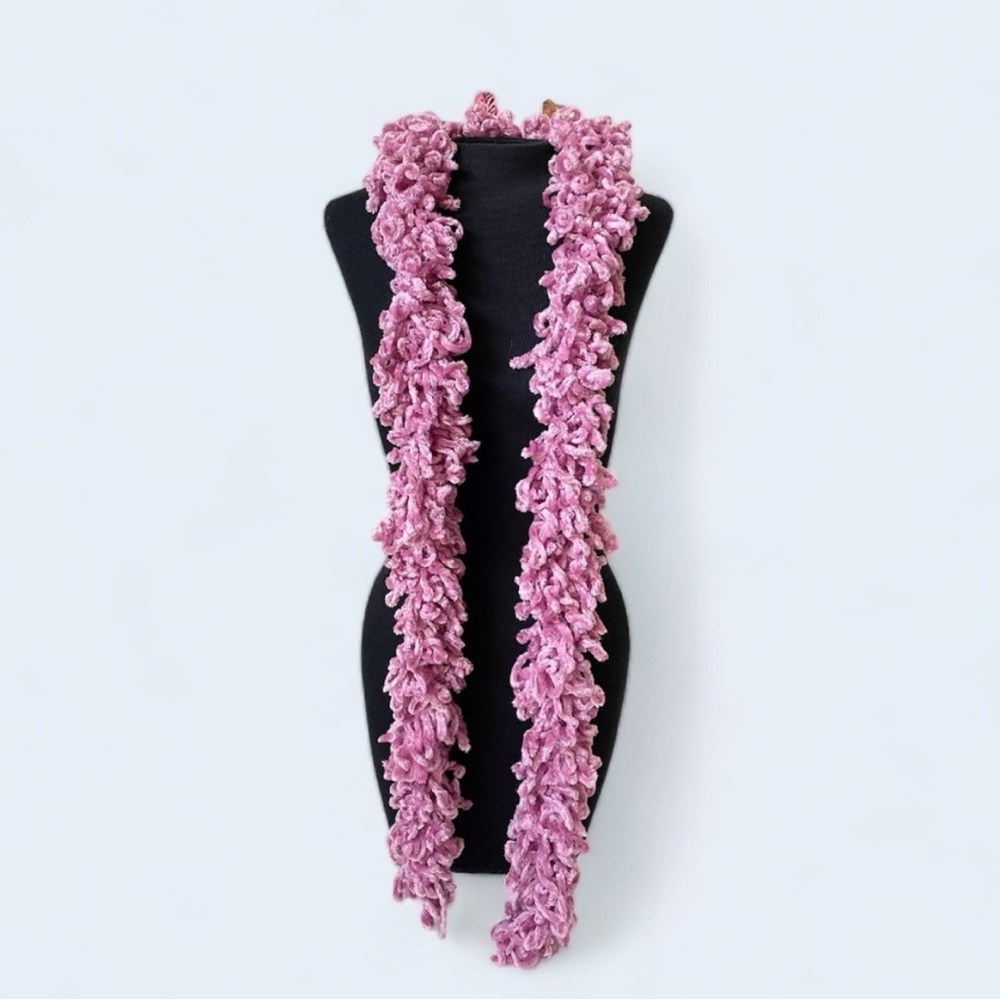 Pink Chunky Knit Boa Scarf